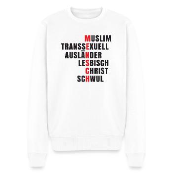 Antirassismus - Mensch - Männer Premium Bio Pullover - Weiß - Vorne - Thijin (182cm)
