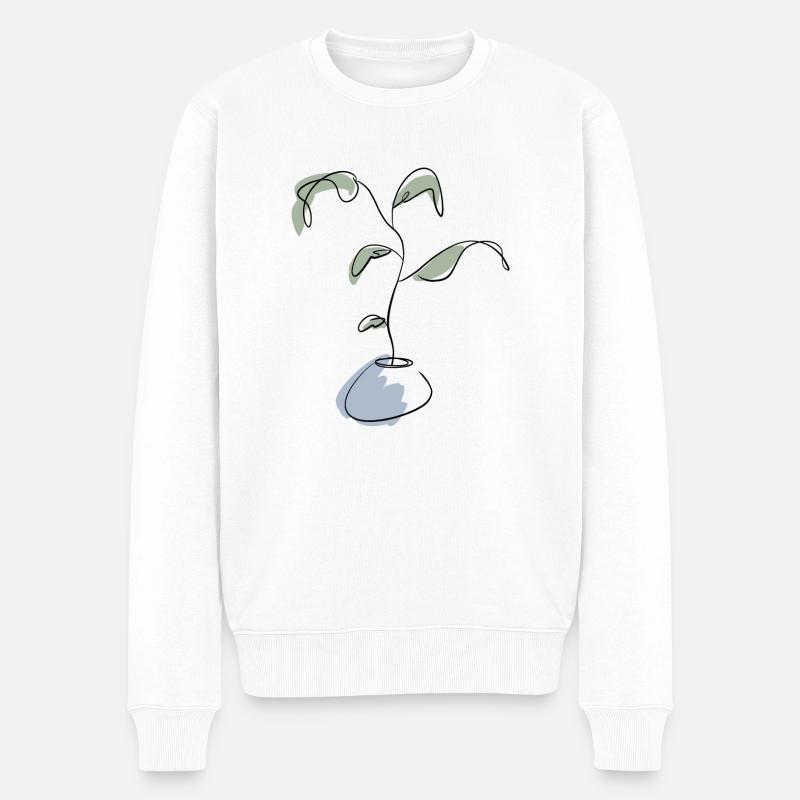 Plante en vase - Pull Premium bio Homme - blanc