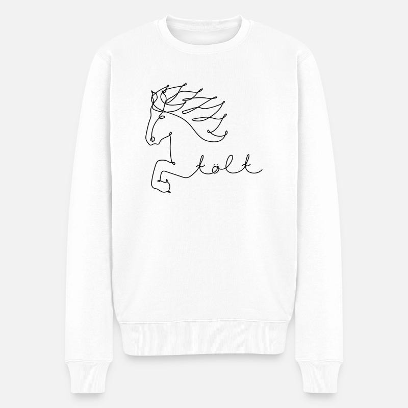 Islandpferd one line - Männer Premium Bio Pullover - Weiß