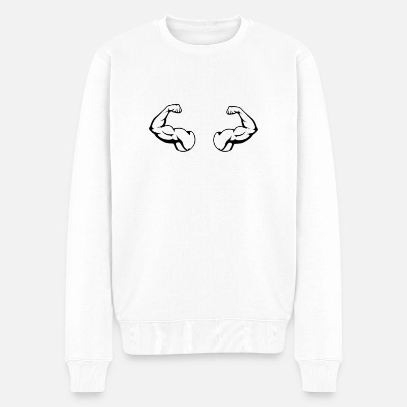 Doppelter Bizeps - Männer Premium Bio Pullover - Weiß