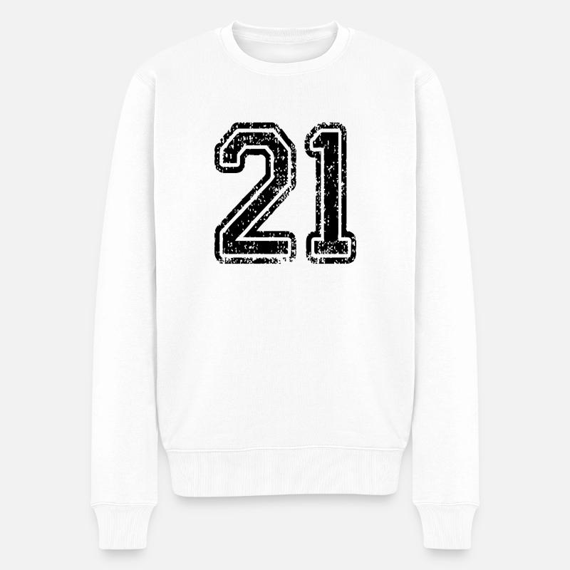 21 numéro de maillot de sport, 21 numéro de dos - Pull Premium bio Homme - blanc