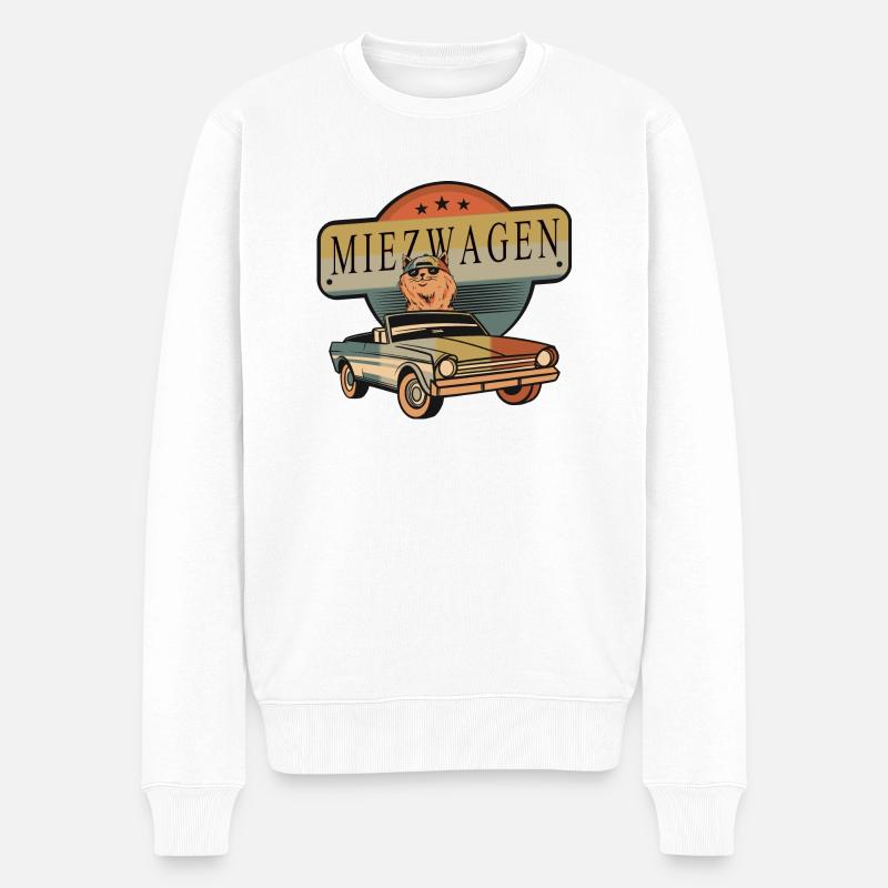 Coole Katzen Auto - Männer Premium Bio Pullover - Weiß