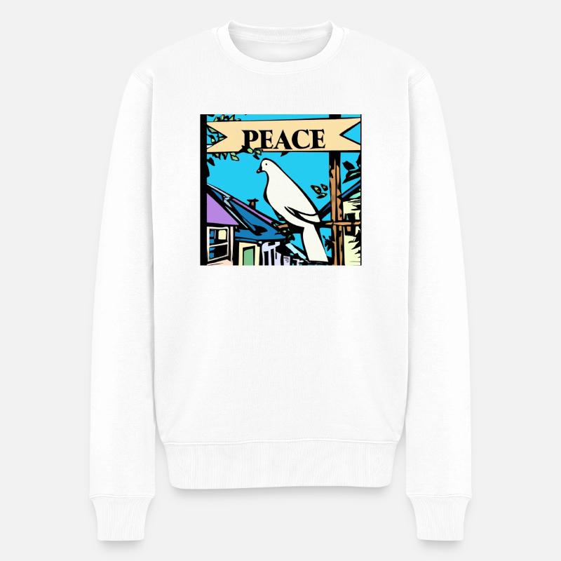 Friedenstaube Peace - Männer Premium Bio Pullover - Weiß