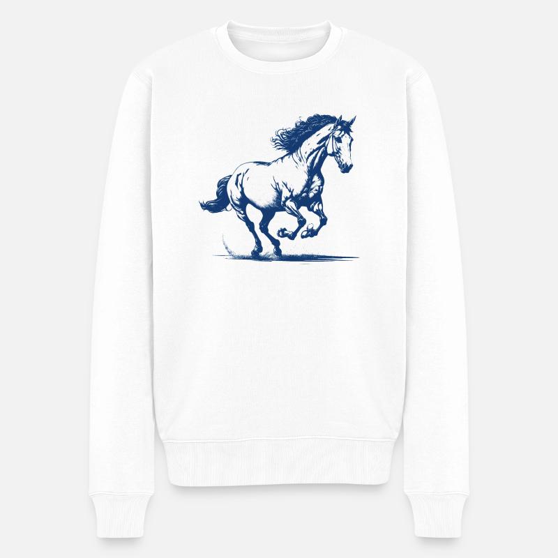Trabrennpferd - Männer Premium Bio Pullover - Weiß