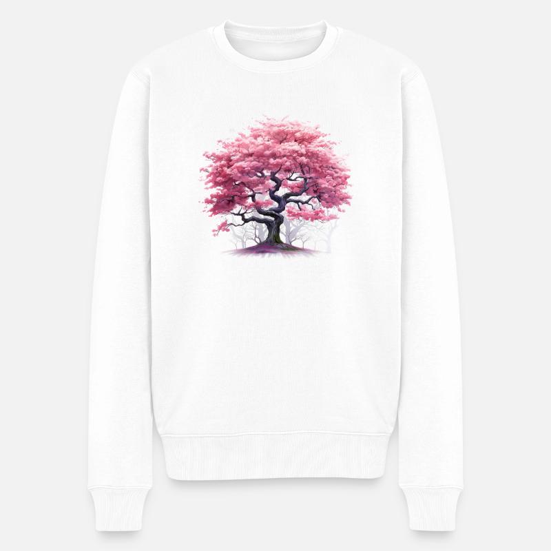 Cherry Blossom Tree - Männer Premium Bio Pullover - Weiß