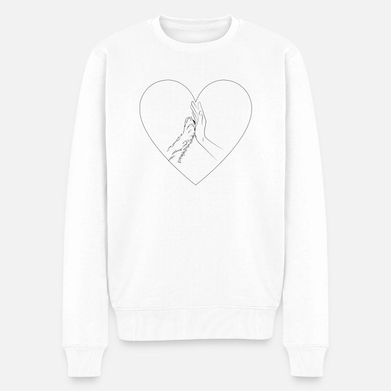 Mensch und Tier - Männer Premium Bio Pullover - Weiß