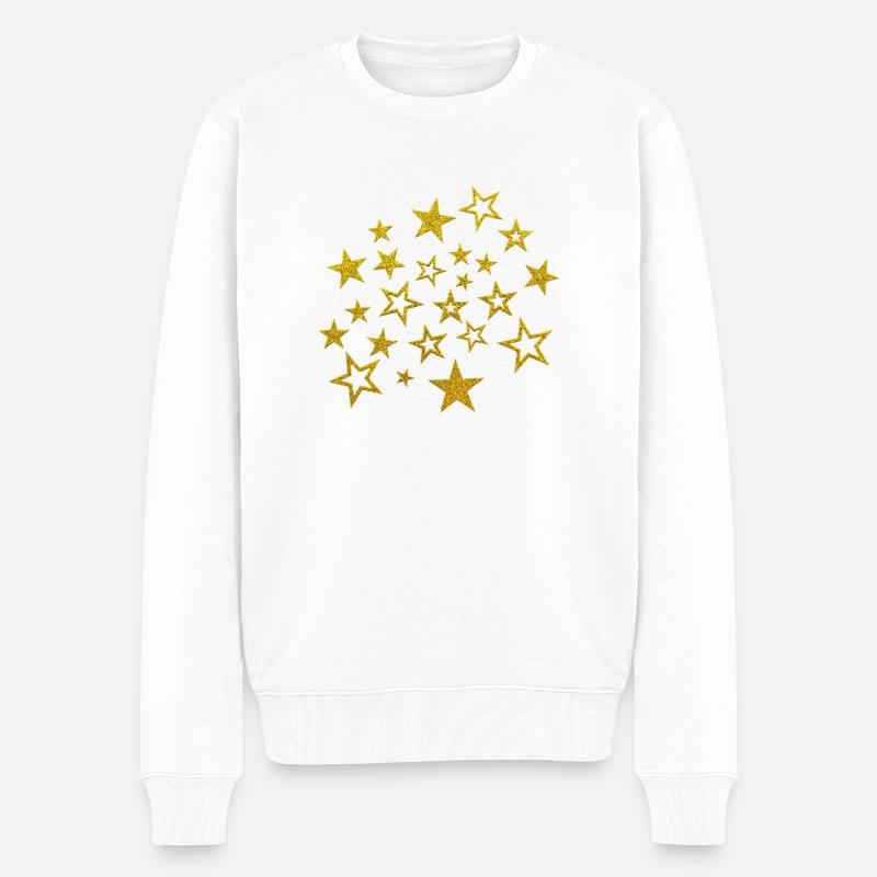 🌟 Sterne - Männer Premium Bio Pullover - Weiß