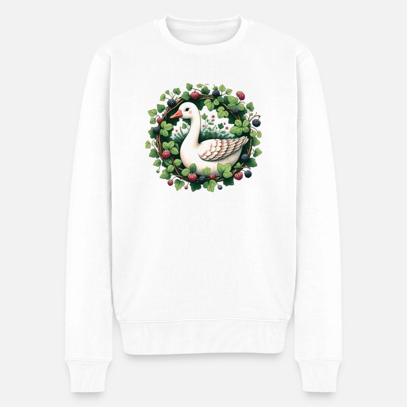 Gans - Männer Premium Bio Pullover - Weiß