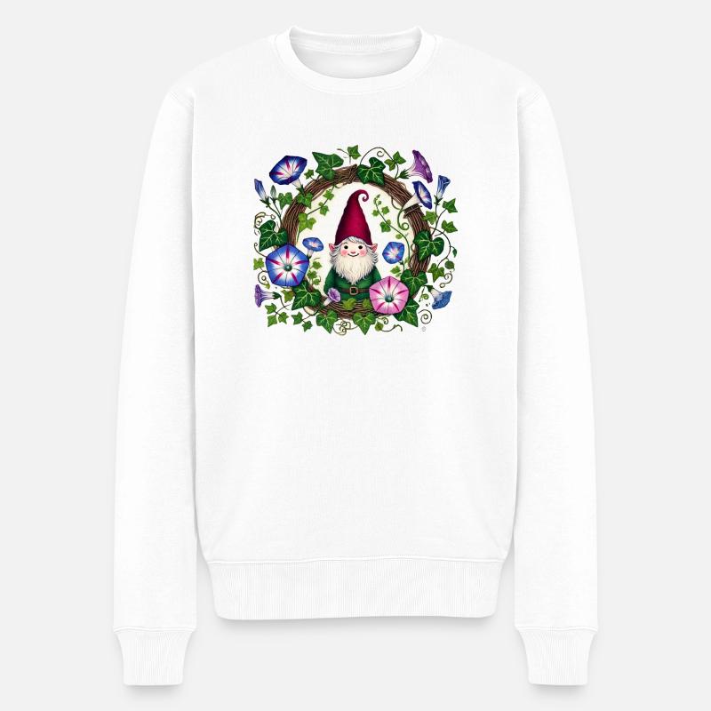 Gnom der Prunkwinde - Männer Premium Bio Pullover - Weiß