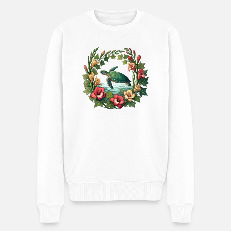 Meeresschildkröte - Männer Premium Bio Pullover - Weiß