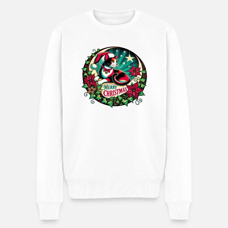 Chat calicot de Noël - Pull Premium bio Homme - blanc