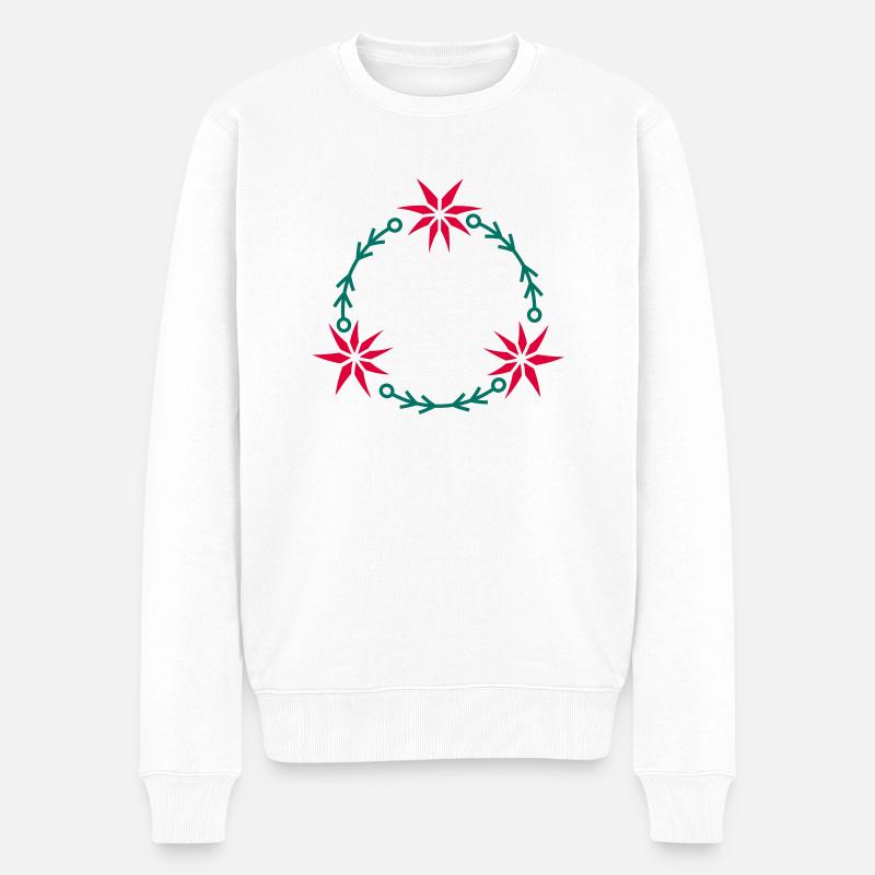 Weihnachtskranz aus Weihnachtsstern - Männer Premium Bio Pullover - Weiß