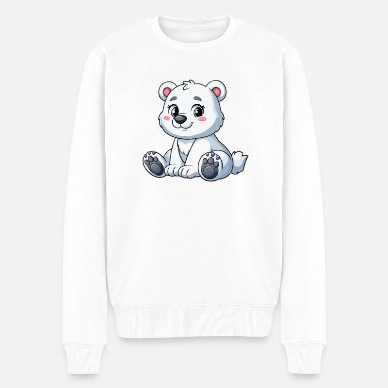 Mädchen Eisbär - Männer Premium Bio Pullover - Weiß