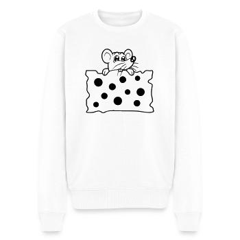 La souris mange d’énormes trous faim de fromage manger délicieux - Pull Premium bio Homme - blanc - Devant - Thijin (182cm)