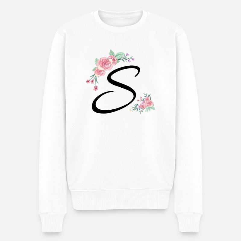 Lettre s fleurs - Pull Premium bio Homme - blanc