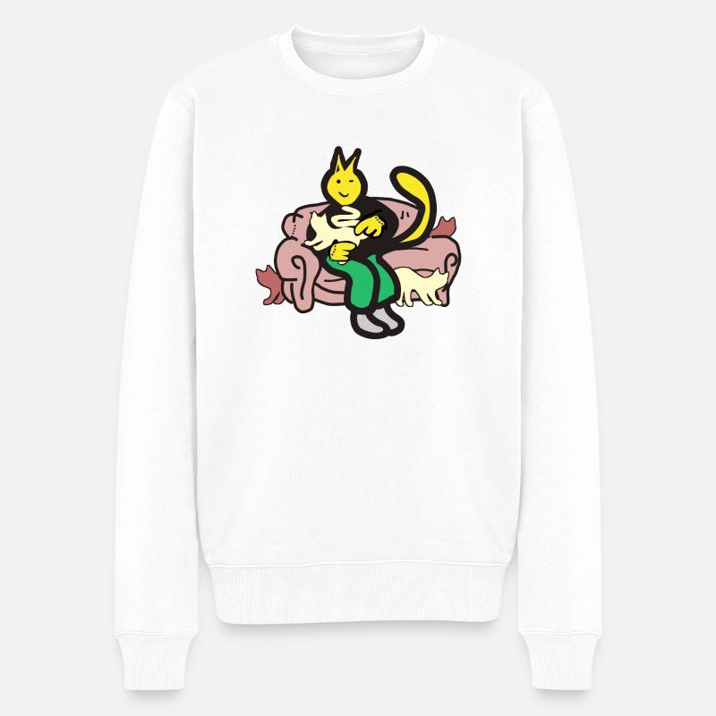 Chat personne - Pull Premium bio Homme - blanc