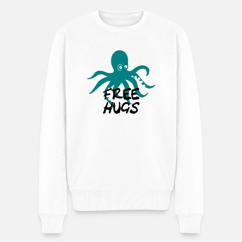 free hugs - Männer Premium Bio Pullover - Weiß