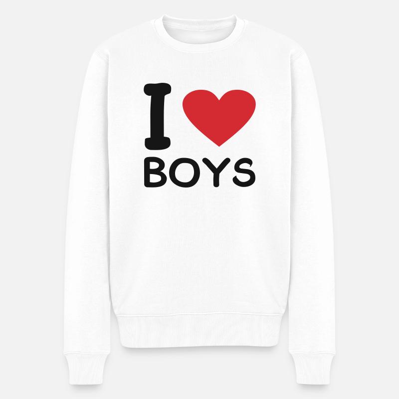 I love Boys - Männer Premium Bio Pullover - Weiß
