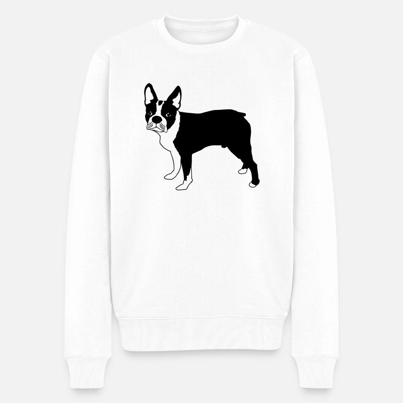 Boston terrier de - Pull Premium bio Homme - blanc