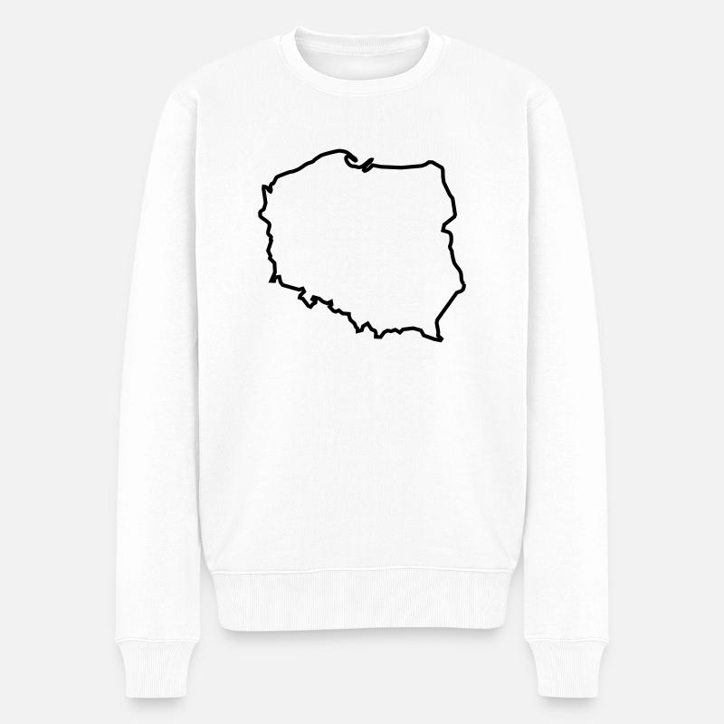 polska Pologne Pologne Contour du pays - Pull Premium bio Homme - blanc