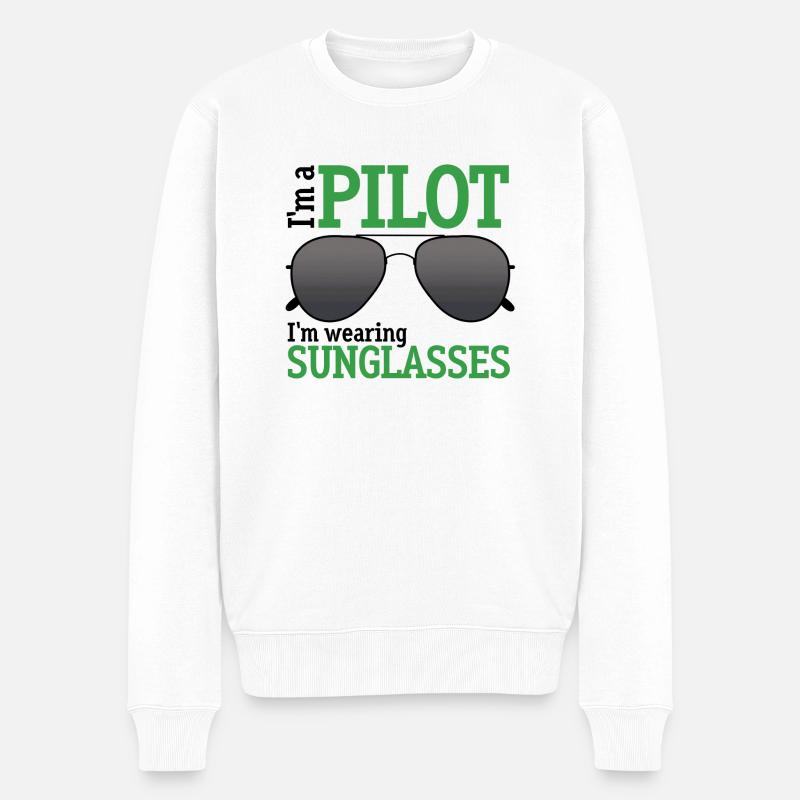 I'm a Pilot - Männer Premium Bio Pullover - Weiß