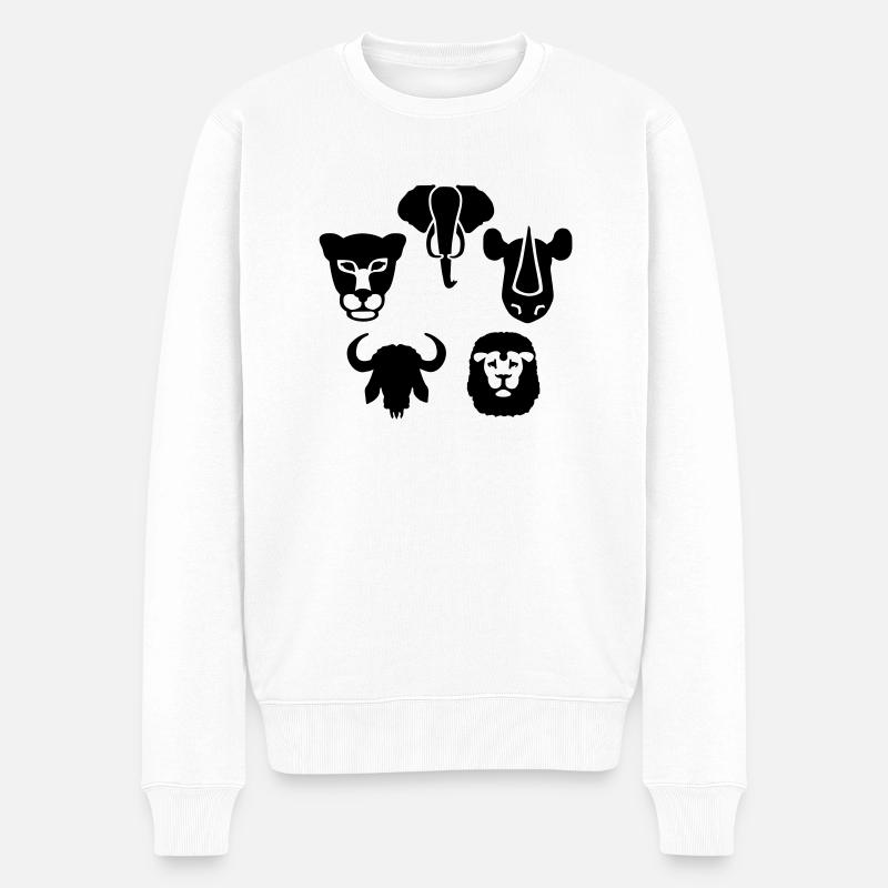 Afrika Tiere Big Five - Männer Premium Bio Pullover - Weiß