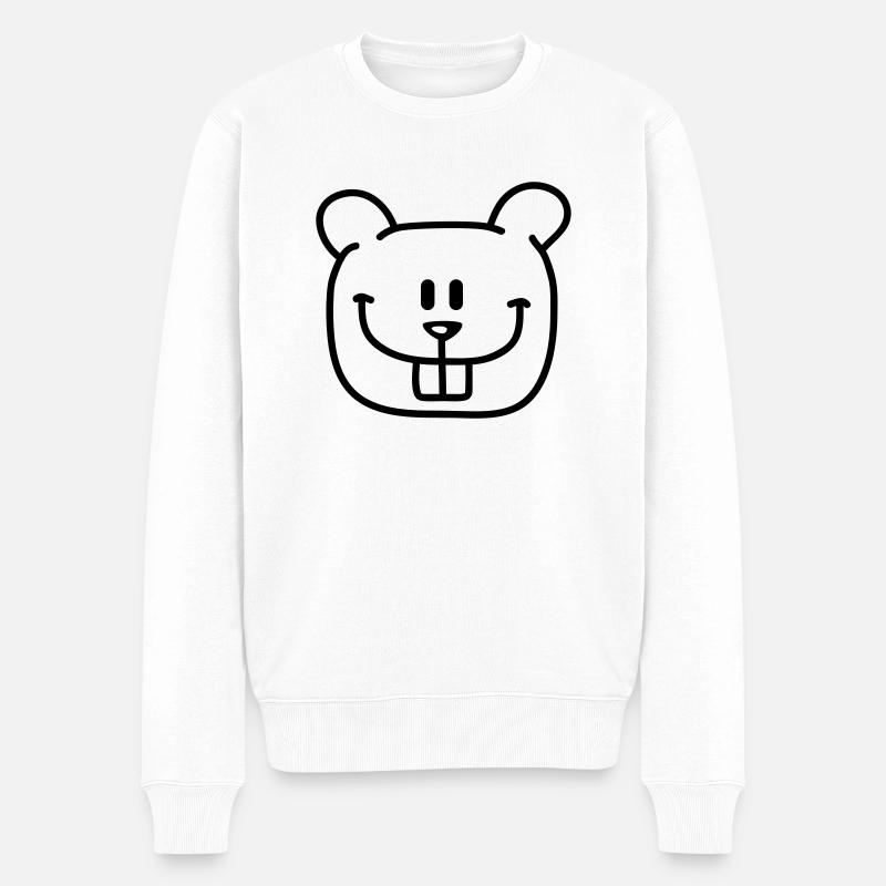 Beaver Face - Männer Premium Bio Pullover - Weiß