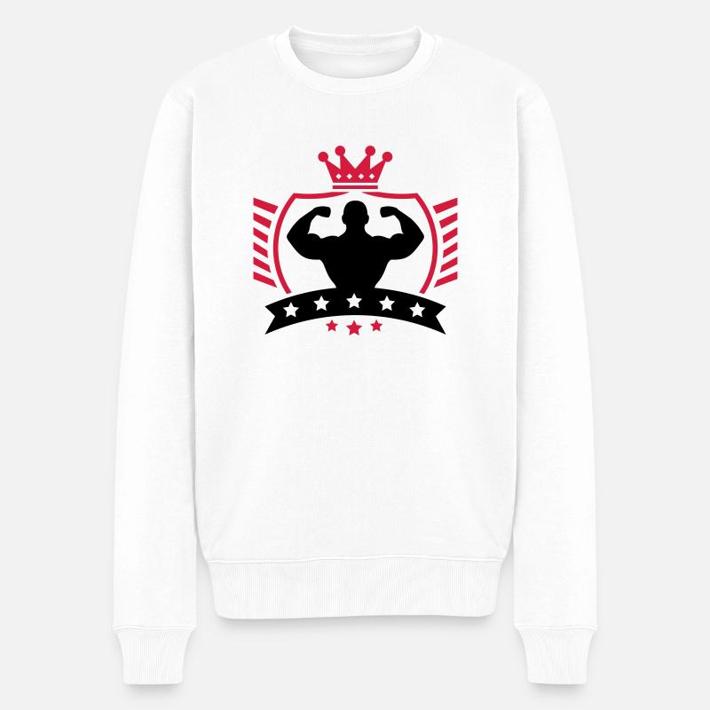 bodybuilder_shield_ym2 - Pull Premium bio Homme - blanc