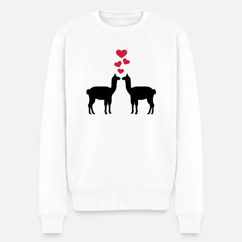 Lama - Männer Premium Bio Pullover - Weiß