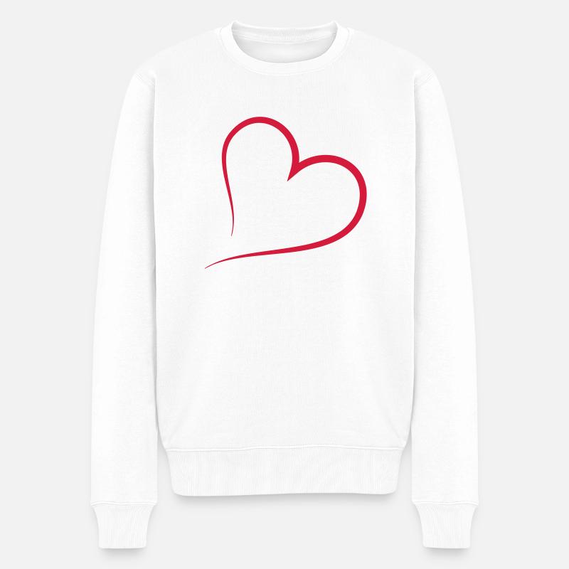 heart_red_line - Männer Premium Bio Pullover - Weiß