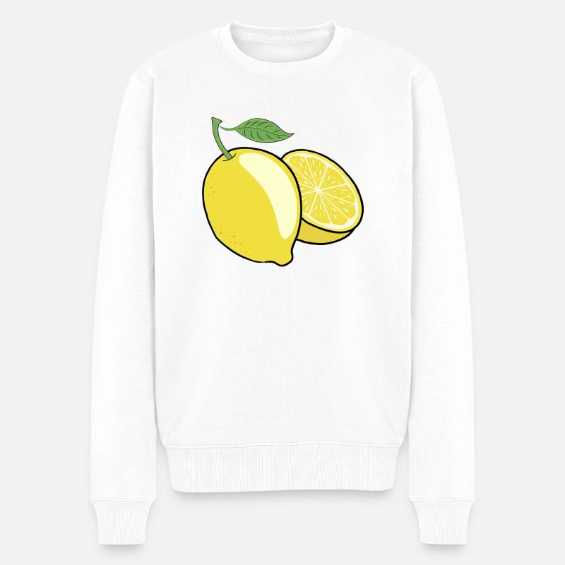 Zitrone - Männer Premium Bio Pullover - Weiß