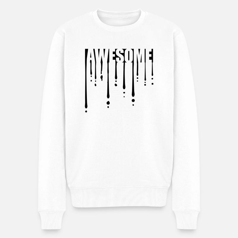 Tropfen Awesome Graffiti - Männer Premium Bio Pullover - Weiß