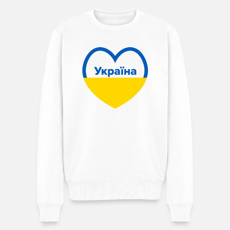 Ukraine Herz Ukraina - Männer Premium Bio Pullover - Weiß