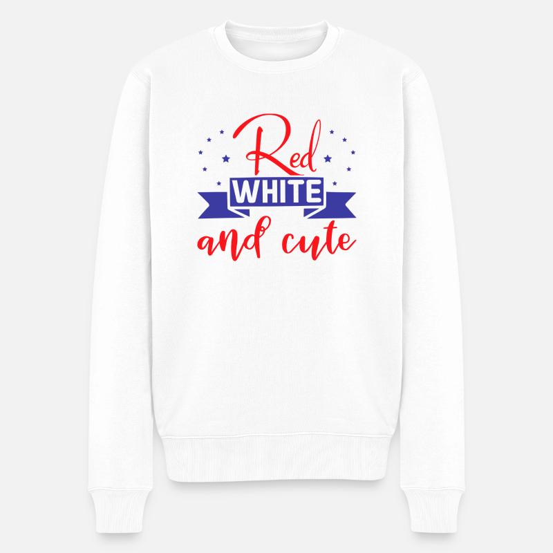 Rouge Blanc et mignon - Pull Premium bio Homme - blanc