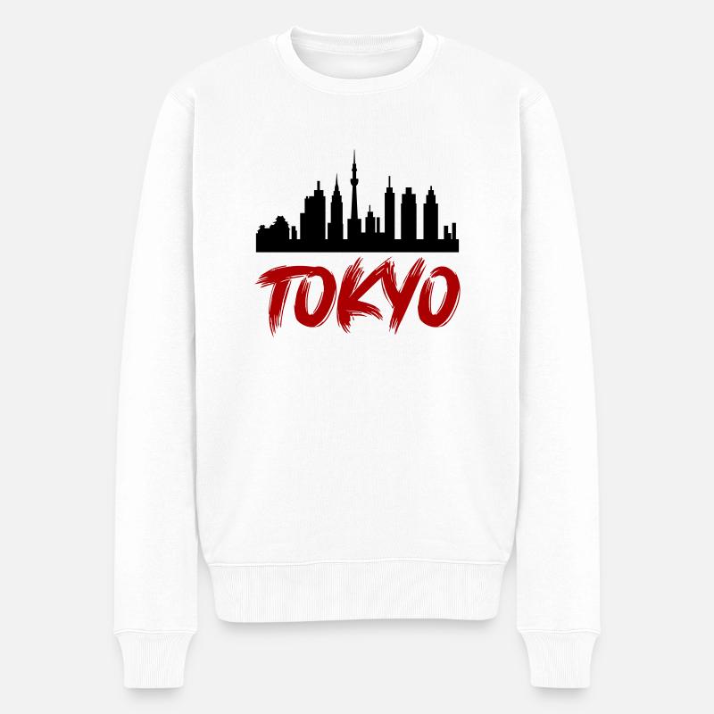 tokyo skyline - Männer Premium Bio Pullover - Weiß