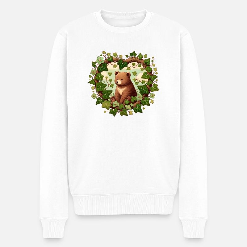 Braunbär - Männer Premium Bio Pullover - Weiß