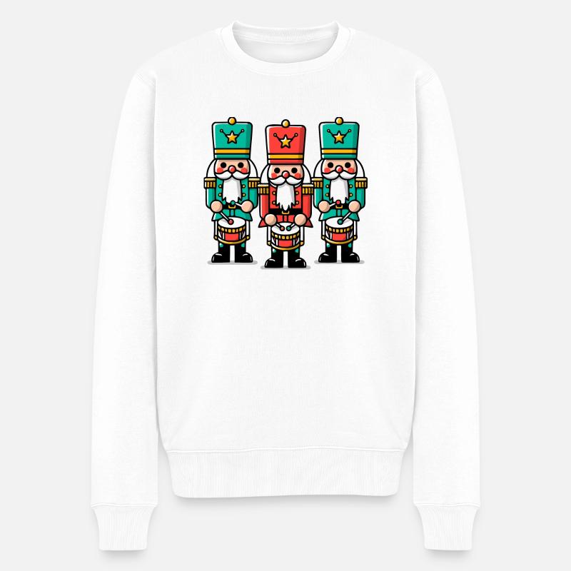 Weihnachtliche Nussknacker - Männer Premium Bio Pullover - Weiß