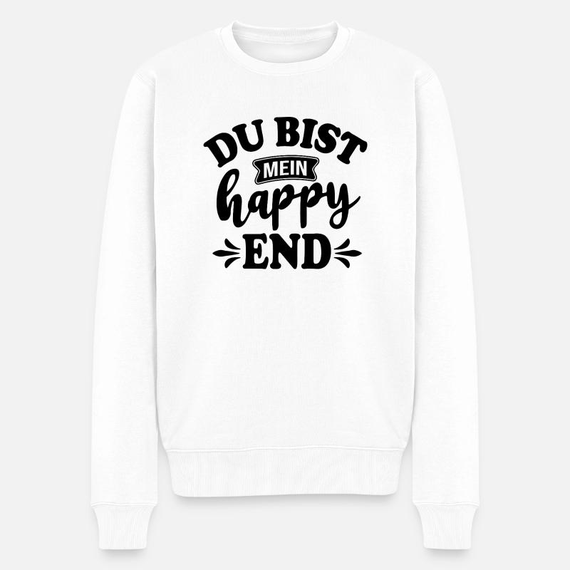 Du bist mein Happy End - Männer Premium Bio Pullover - Weiß
