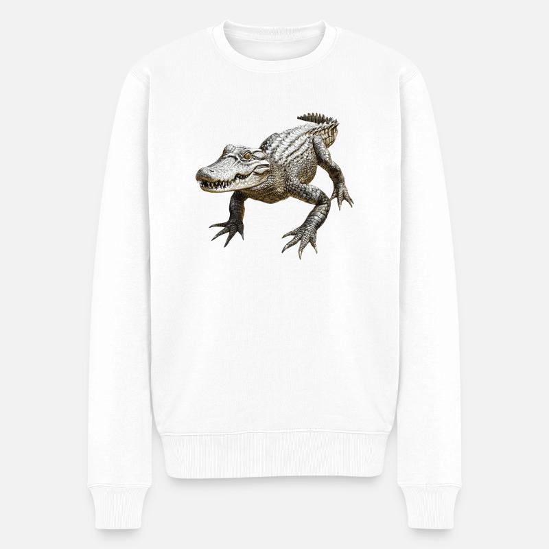 Krokodil - Männer Premium Bio Pullover - Weiß