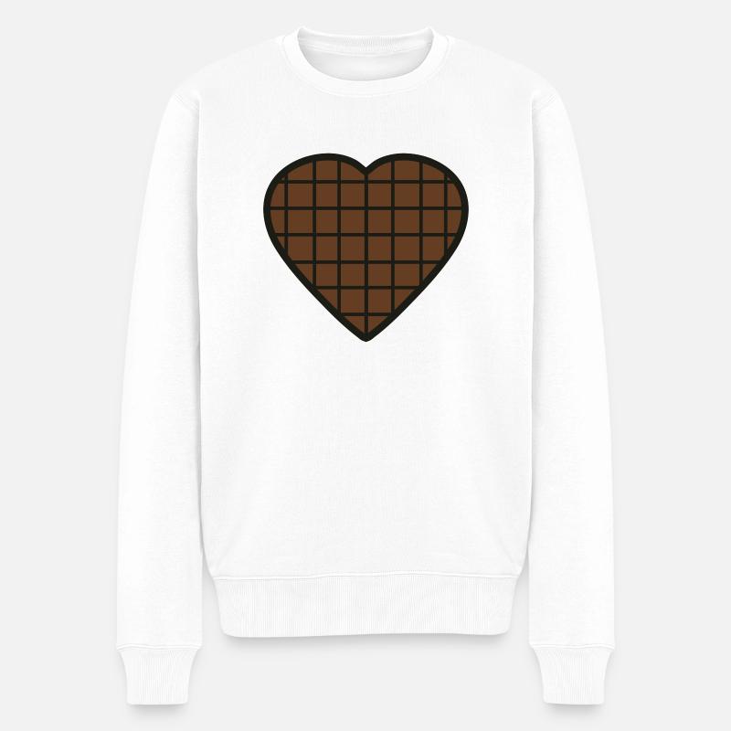 schokolade herz - Männer Premium Bio Pullover - Weiß