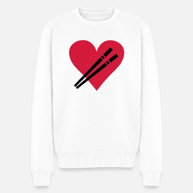 Love Stäbchen - Sushi - Männer Premium Bio Pullover - Weiß