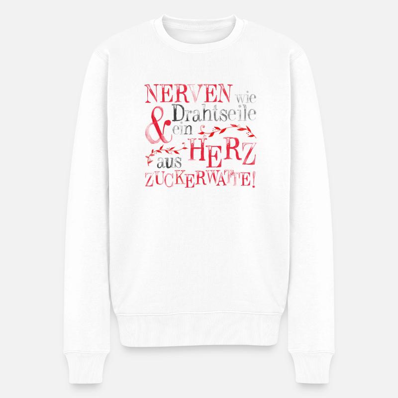 257 Herz Zuckerwatte - Männer Premium Bio Pullover - Weiß