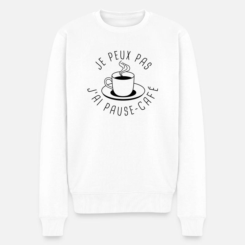 Je peux pas, j'ai pause-café - Pull Premium bio Homme - blanc