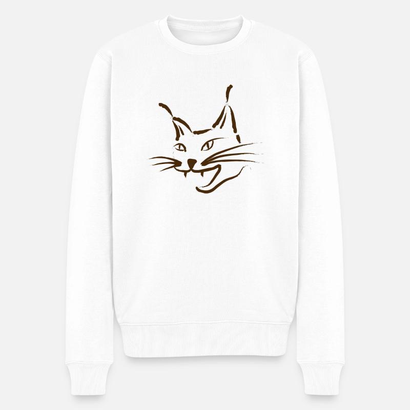 Chat Lynx chat sauvage - Pull Premium bio Homme - blanc