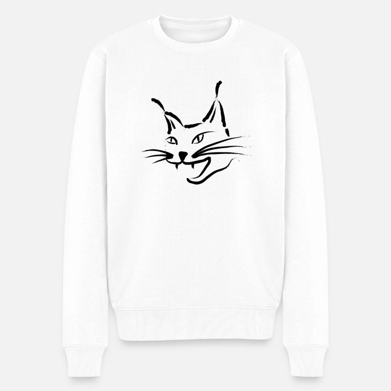 Chat Lynx chat sauvage - Pull Premium bio Homme - blanc