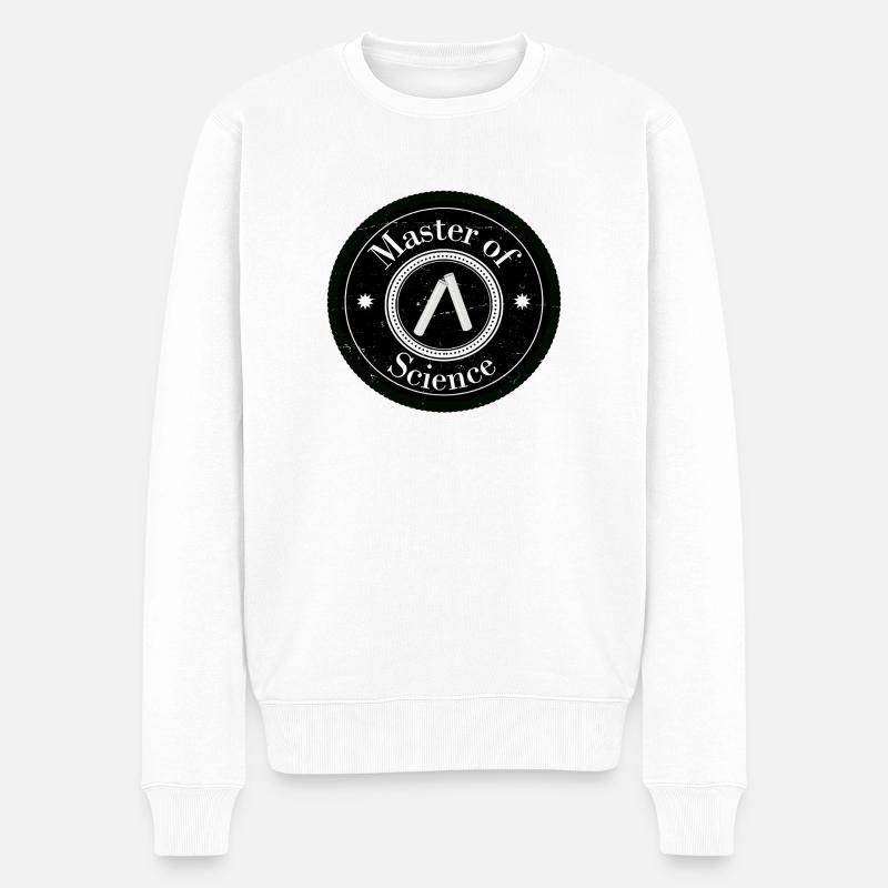 Master of Science Logo Patch - Männer Premium Bio Pullover - Weiß