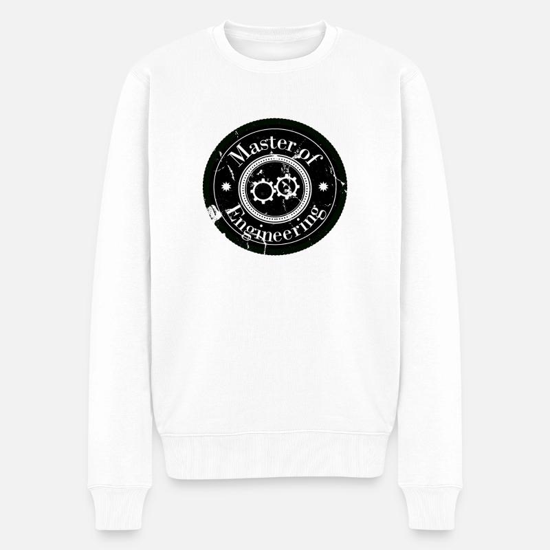 Master of Engineering Logo Patch - Männer Premium Bio Pullover - Weiß