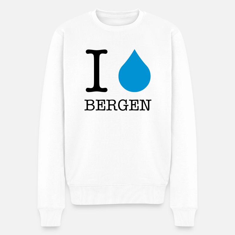 I LOVE BERGEN - Männer Premium Bio Pullover - Weiß