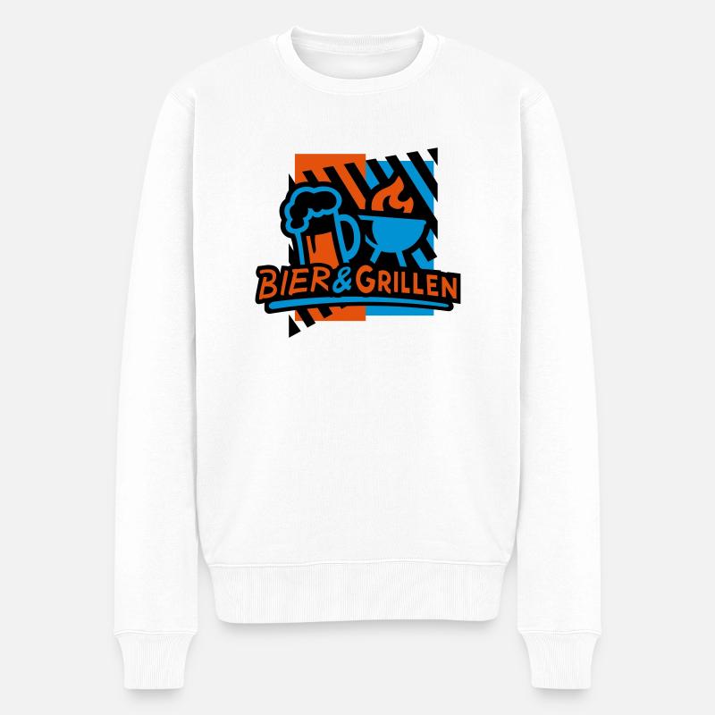 Bier & Grillen 02 - Männer Premium Bio Pullover - Weiß
