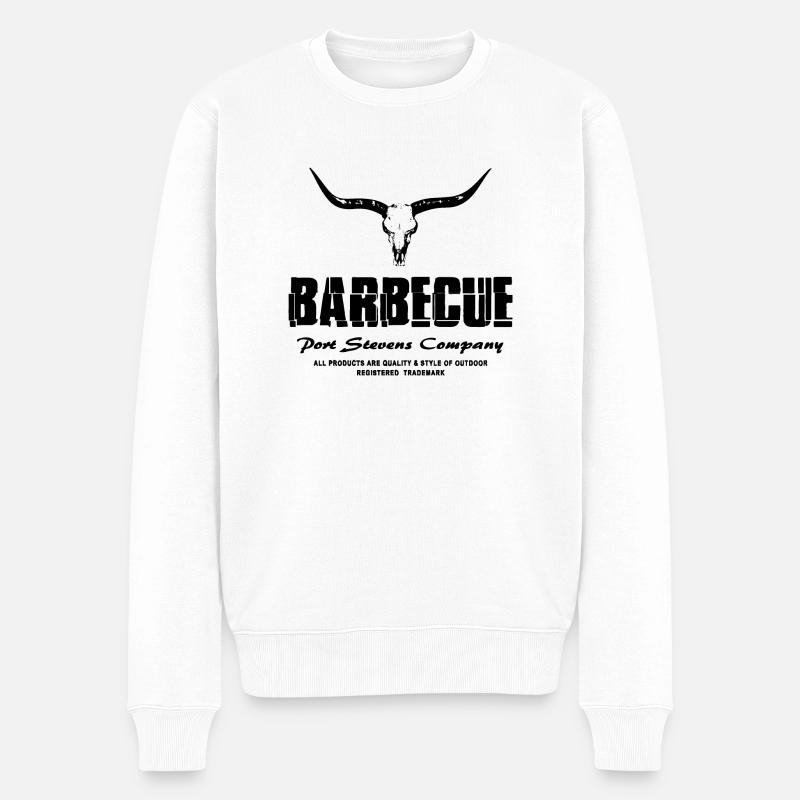 Barbecue - BBQ - Buffalo Skull - Männer Premium Bio Pullover - Weiß